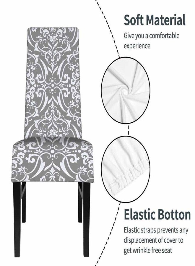 Numland 1 Pack Luxury Damask Texture Dining Room Chair Covers Royal Elegant Floral Pattern Modern Ornament Short Stretchable Polyester Removable Washable for Home Restaurant Banquet - Image 5